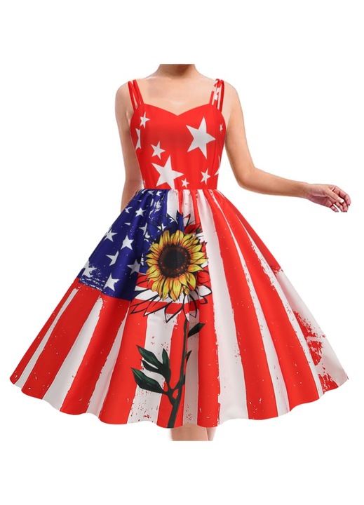Rochie, Cozevdnt, Poliester, Floarea-Soarelui, Multicolor