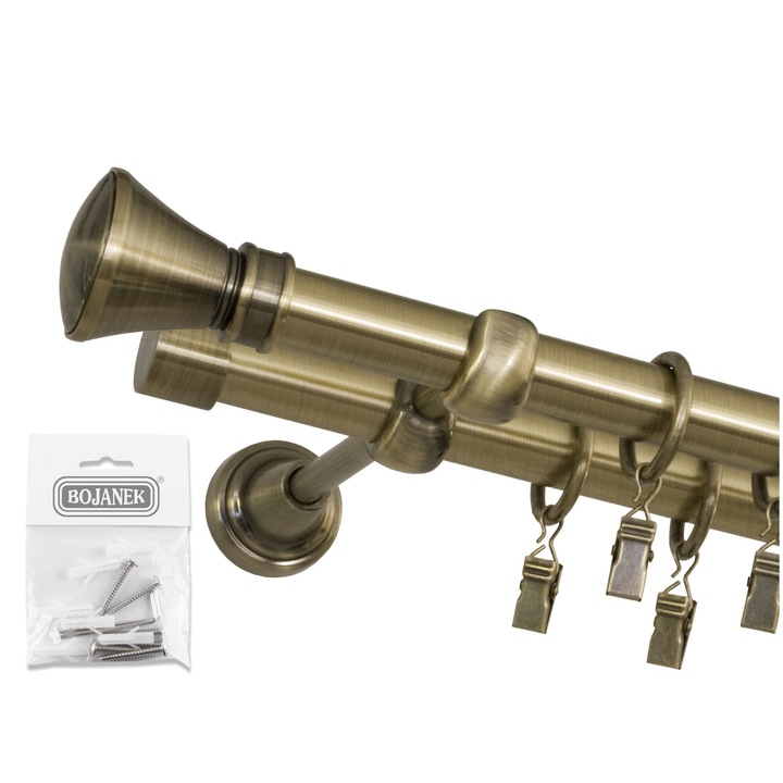 Galerie metalica, Bojanek Colosseum, Colosseo, Dubla, 19/19 mm, 160 cm, Constructie Stabila, Calitate Superioara A Materialelor, Montaj Simplu, Se Potriveste Cu Orice Decor, Auriu Antic