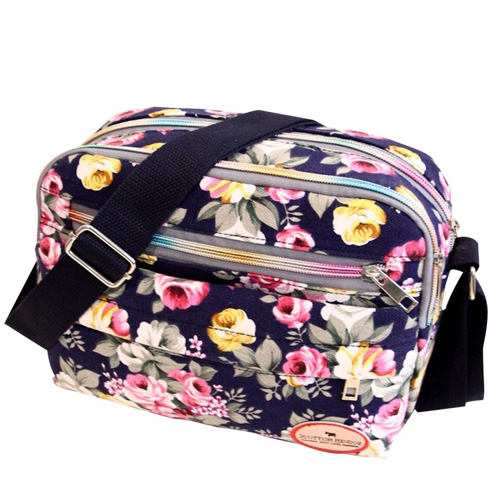 Kis négyzet alakú vászontáska, Jormftte, sötétkék, 26x19x7cm