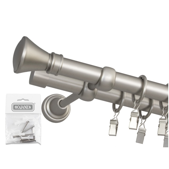 Galerie metalica, Bojanek Colosseum, Colosseo, Dubla, 19/19 mm, 240 cm, Constructie Stabila, Calitate Superioara A Materialelor, Montaj Simplu, Se Potriveste Cu Orice Decor, Crom Mat