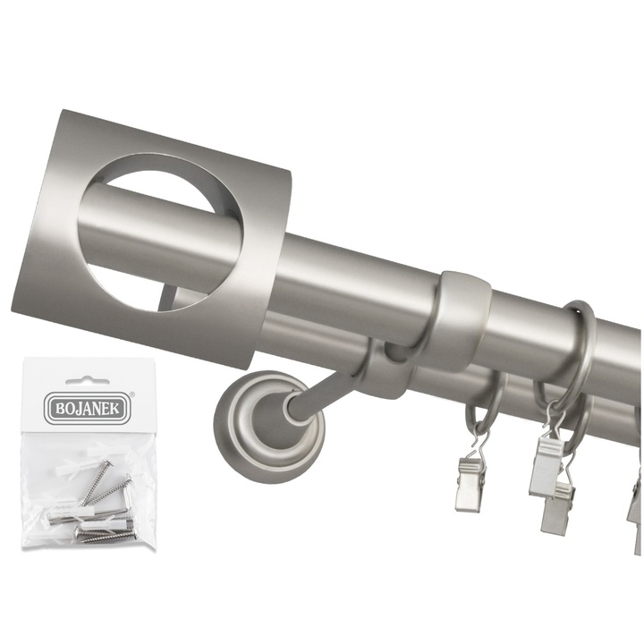 Galerie metalica, Bojanek Colosseum, Piazza, Dubla, 25/19 mm, 240 cm, Constructie Stabila, Calitate Superioara A Materialelor, Montaj Simplu, Se Potriveste Cu Orice Decor, Crom Mat