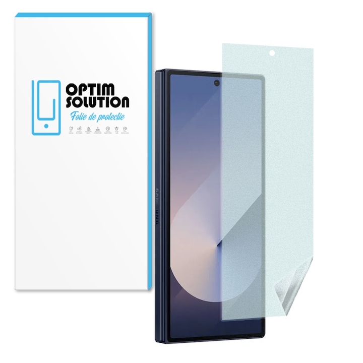 Folie Hydrogel Ecran Secundar Regenerabil Matte pentru Samsung Galaxy Z Fold6, OPTIM SOLUTION, Fold 6, High Sensitivity, Textura Mata, UHD Clarity, NoReflexion, Shock Absorption, Flexible Hydro-Crystal, Elite Class Protection, Transparenta