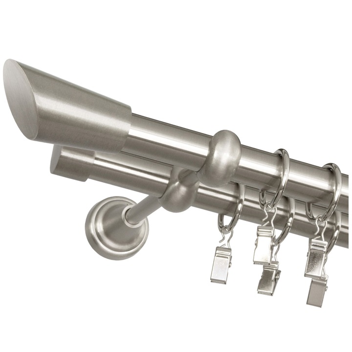 Galerie metalica, Bojanek Colosseum, Skorpio, Dubla, 19/19 mm, 320 cm, Constructie Stabila, Calitate Superioara A Materialelor, Montaj Simplu, Se Potriveste Cu Orice Decor, Inox