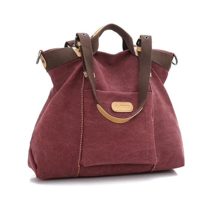 Női válltáska, Jormftte, retró, egyszínű, lila-barna színű, 38x19x22cm