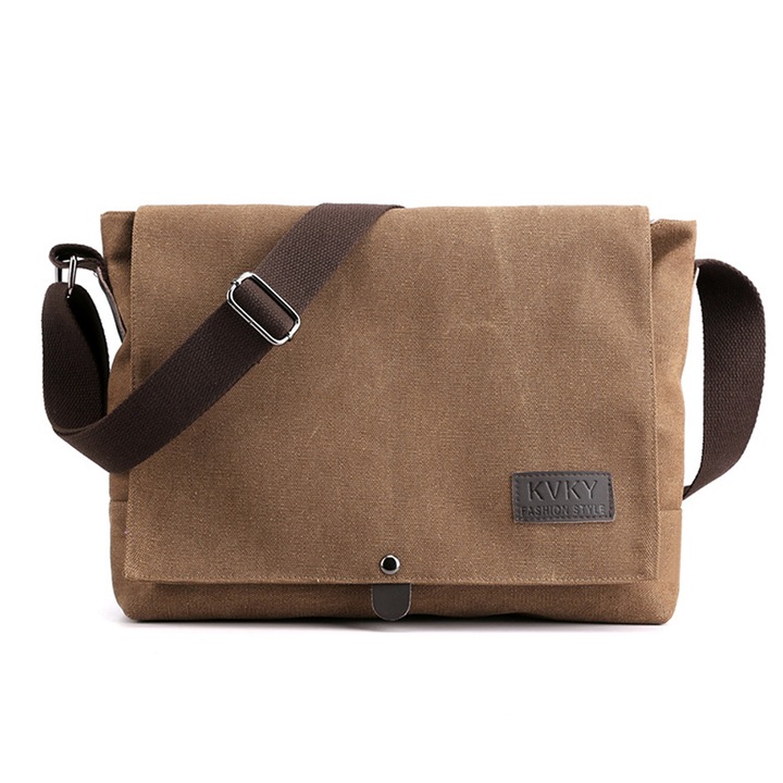 Jormftte férfi táska, vászon, khaki/fekete/barna/szürke, 33x8x28cm