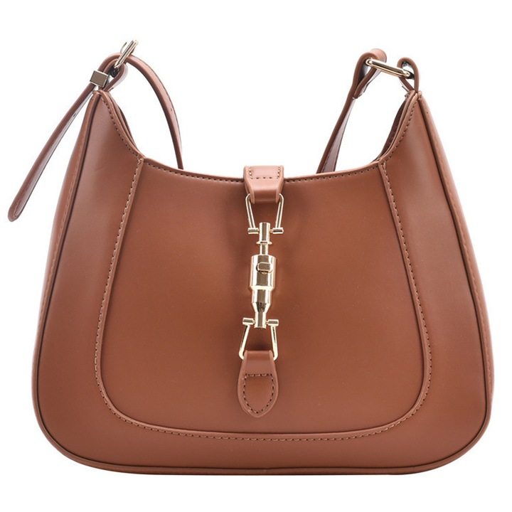 Női crossbody táska, ökológiai bőr, barna, 26x6x21cm