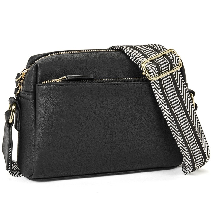 Válltáska, Jormftte, 24x9x15cm, fekete, poliészter és PU