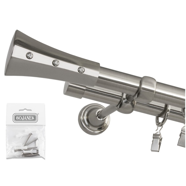 Galerie metalica, Bojanek Colosseum, Santiago, Dubla, 19/19 mm, 320 cm, Constructie Stabila, Calitate Superioara A Materialelor, Montaj Simplu, Se Potriveste Cu Orice Decor, Inox