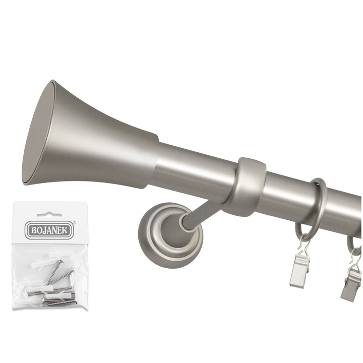 Galerie metalica, Bojanek Colosseum, Tazza, Singulara, 25 mm, 200 cm, Constructie Stabila, Calitate Superioara A Materialelor, Montaj Simplu, Se Potriveste Cu Orice Decor, Crom Mat