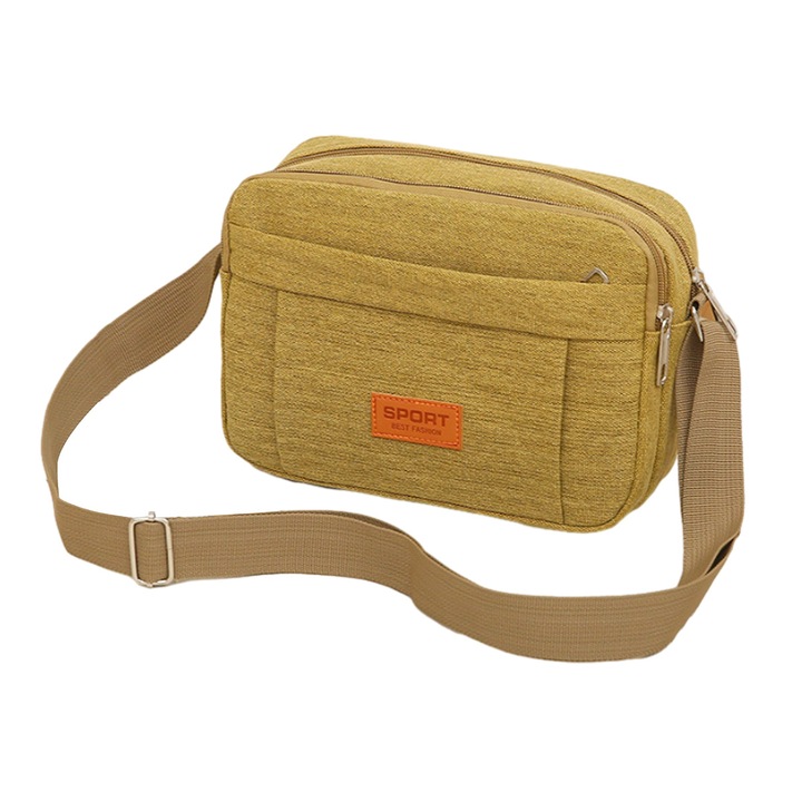 Válltáska, Jormftte, futártáska modell, khaki színű, poliészter anyag