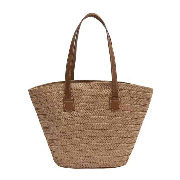 Geanta de plaja, paie, maro, 45x29x16cm