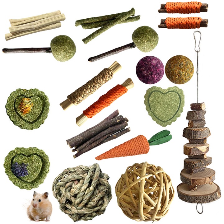 Set jucarii pentru hamsteri QttvbTna, iarba, multicolor