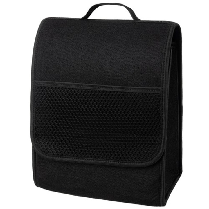 Geanta organizatoare pentru portbagaj, Zola®, manere solide, capac cu prindere velcro, negra, 26 x 14.5 x 33 cm