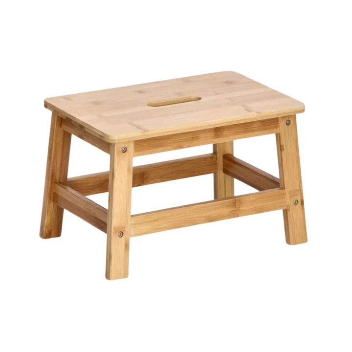 Scaun inaltator tip taburet, maro, din bambus, 25 cm, Foot Step Zeller