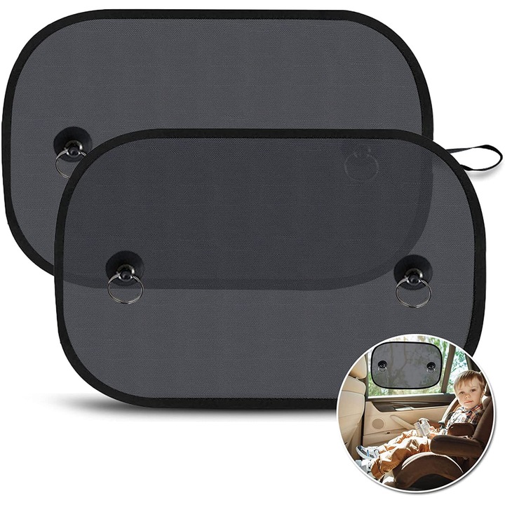 Parasolar auto BGHYHYHI, nylon, set 2 bucati, 50x30cm, protectie UV, cu ventuze