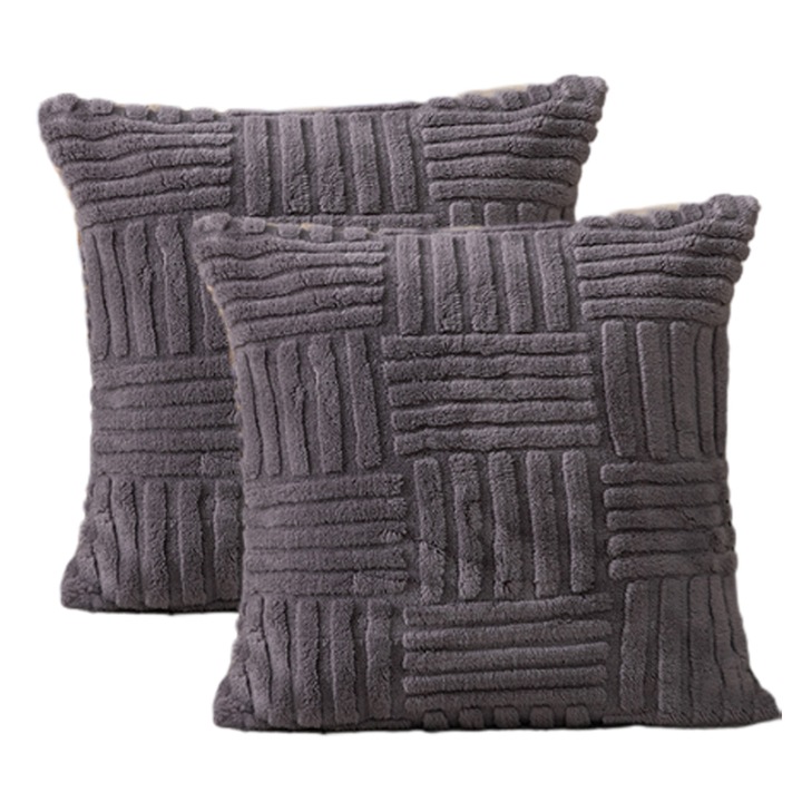 Set de 2 huse pentru perne patrate 18x18 inch, material plus, multicolor