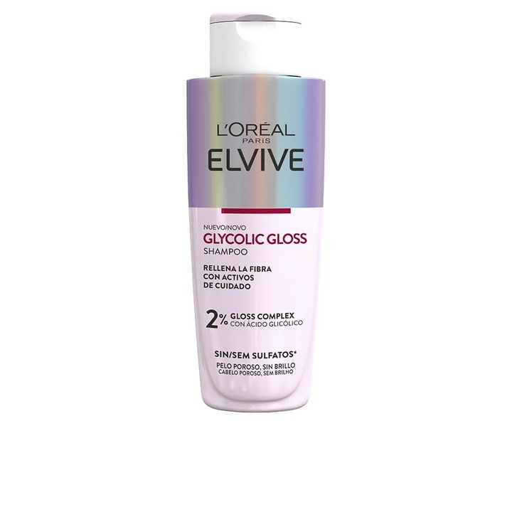 Sampon hidratant cu efect exfoliant pentru toate tipurile de par, L'Oreal Paris Elvive Glycolic Gloss, 200 ml