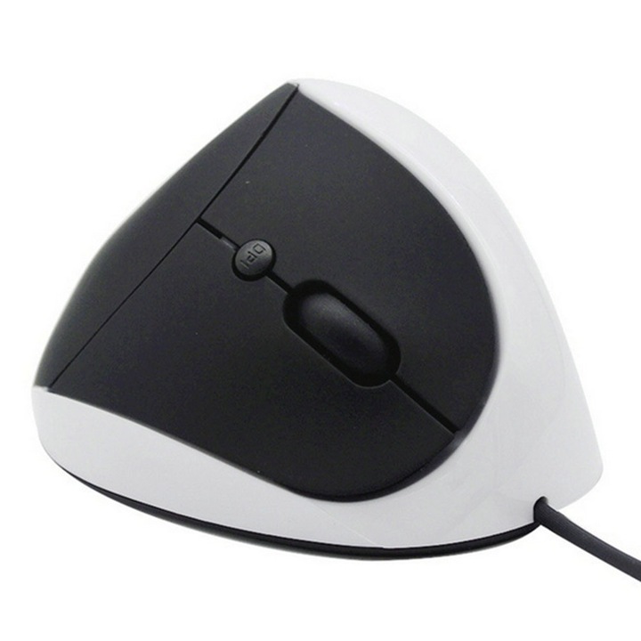 Mouse ergonomic vertical, negru/alb, 800/1200/1600 DPI