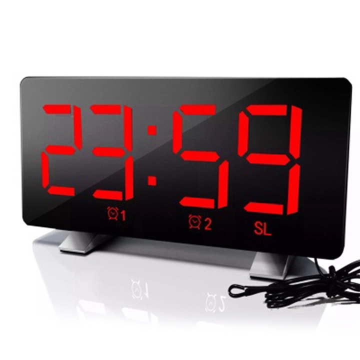 Ceas desteptator cu radio FM, ecran LED 6'', port USB, functie Snooze, 82x172cm