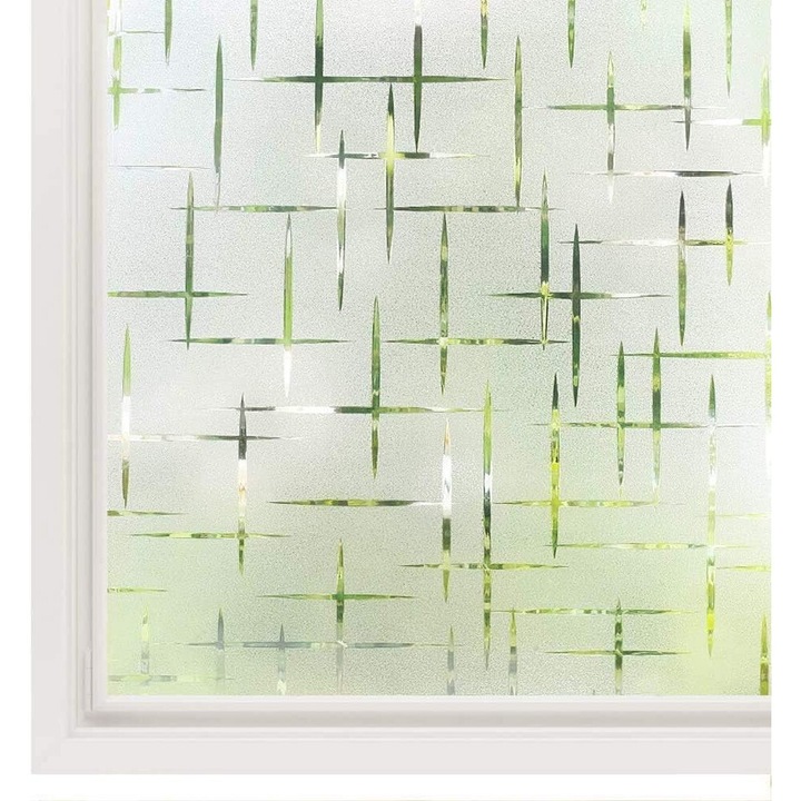 Sticker decorativ, pentru geamuri, model 3D Cross Pattern, 45x200cm