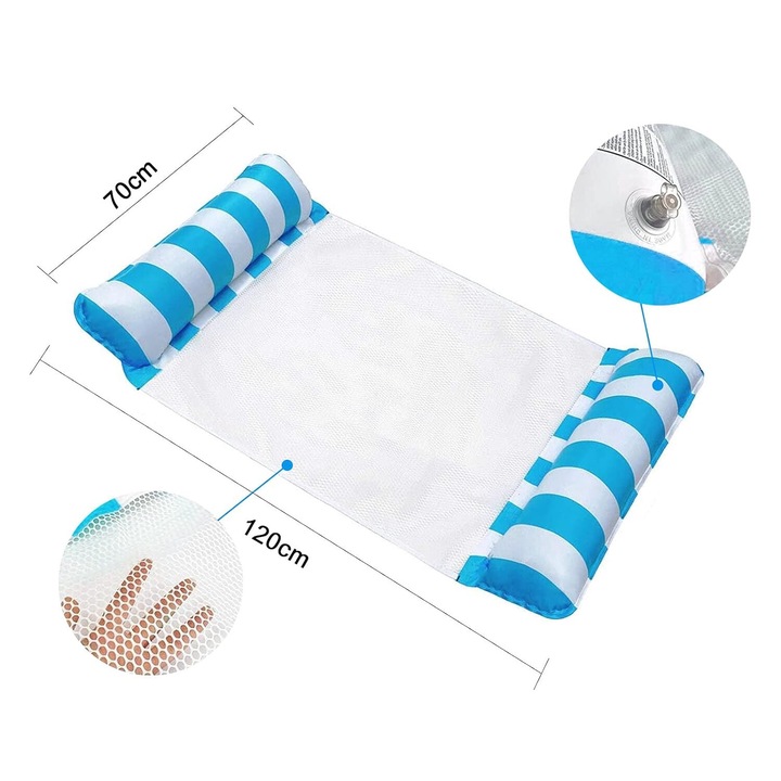 Pluta de inot dama, PVC, 120x70cm, albastru