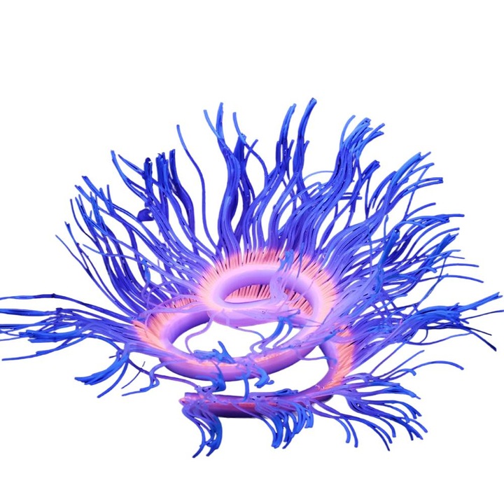 Decoratiune artificiala pentru acvariu, Anemona, Silicon, Multicolor