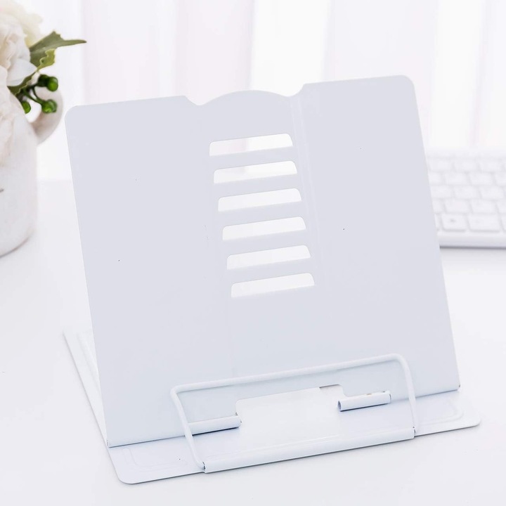 Suport lectura, alb, metal