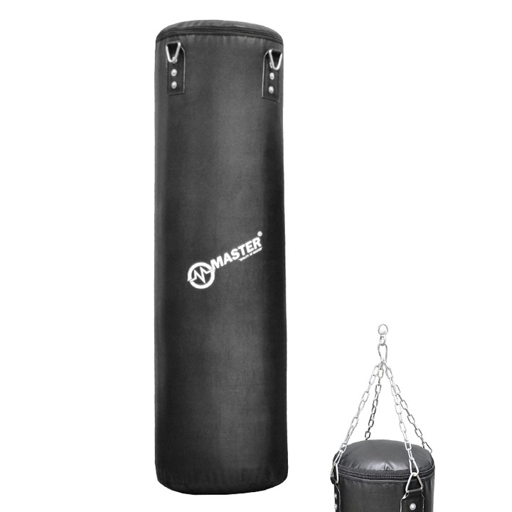 Master boxzsák, 120x30cm, textil anyag/műbőr, lánccal, 30kg
