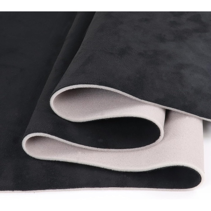 Material Plafon Auto, Malex Tapiterie Import®, Alcantara, 100 x 150 cm, Negru, 1 Metru Liniar, Tapiterie Plafon Auto, Buretat 3mm, Elastic, Pentru Plafon, Fete Usi, Flexibil, Usor De Aplicat, Aderenta Buna, Durabil, Material Pentru Reconditionare Auto