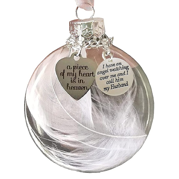 Ornament de Craciun, Enforose, minge cu pene de inger, alb