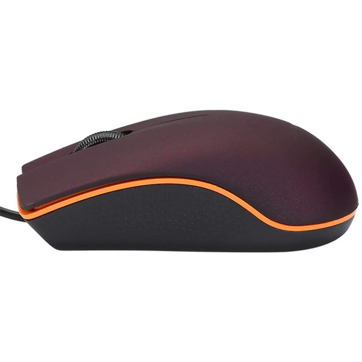 Mouse cu fir, simplu, 3 butoane, 1200 DPI, mov