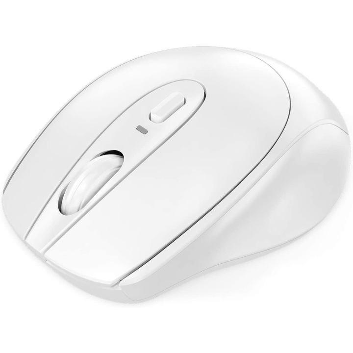 Vezeték nélküli egér, újratölthető, csendes kivitel, fehér, hordozható