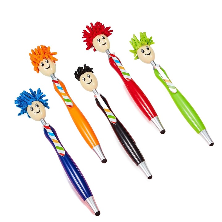 5 db-os ceruza toll készlet, többfunkciós, képernyőtisztító, többszínű, 16cm