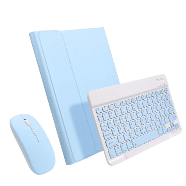 Set tastatura/husa/mouse pentru iPad Air 4 10.9 inch, Albastru/Alb