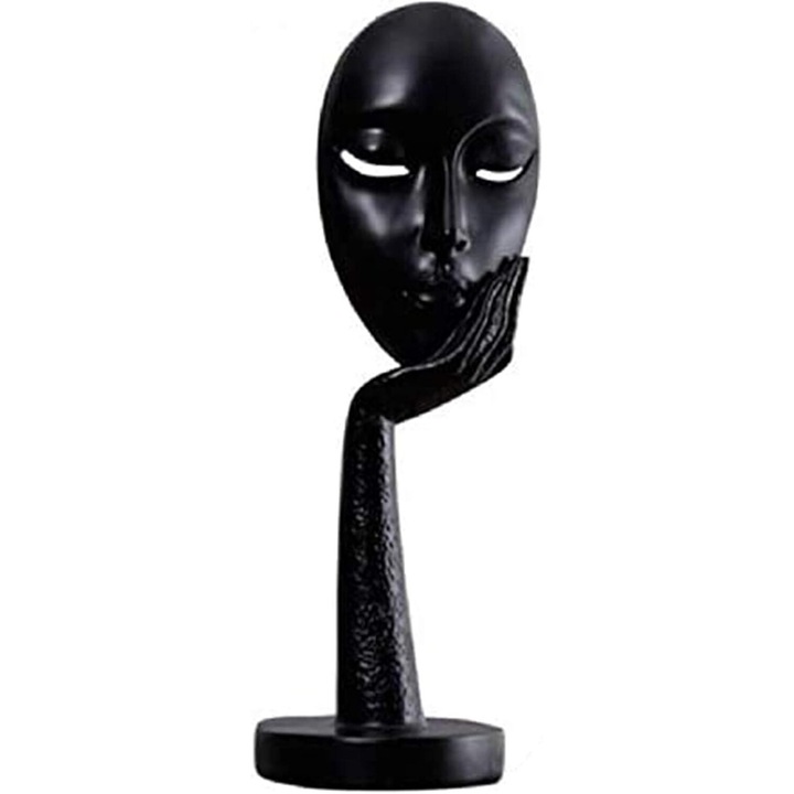 Statuie abstracta pentru decor, design modern, efect tridimensional, negru, fara brand, pentru birou si acasa