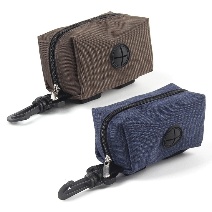 Set 2 suporturi pungi pentru caini, Nailon, Multicolor 10x5x5.5cm