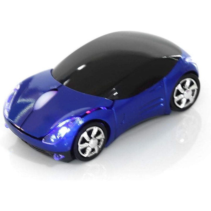 Безжична мишка, форма на кола, 1600 DPI, синя, съвместима с Mac/Win