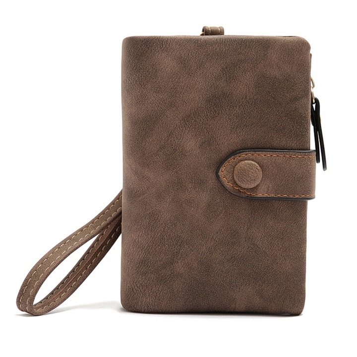 Portofel dama, 13.5x9.5x3cm, PU, Maro, 13.5 x 9.5 x 3 cm