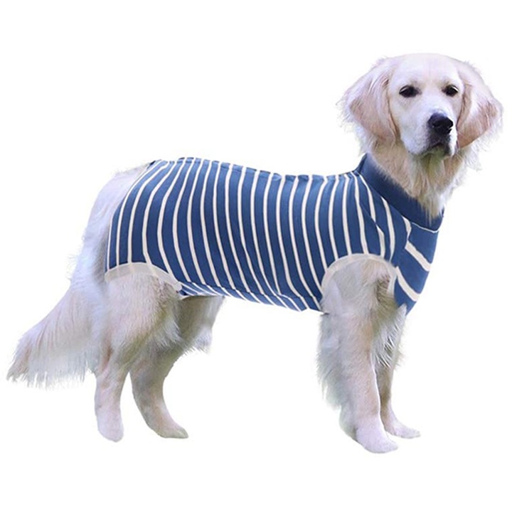 Costum animale, bumbac, albastru/alb, L