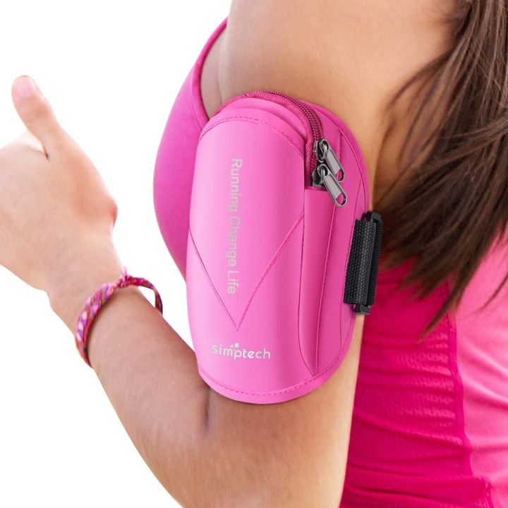 Karra tehető táska, mobiltelefon, fényvisszaverő, rózsaszín, futáshoz és fitneszhez