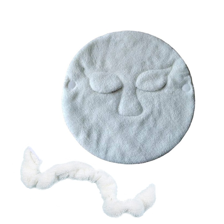 Set 4 Masti faciale tip prosop, Bumbac, Reutilizabil, Multifunctional, 24 x 24 cm, Alb