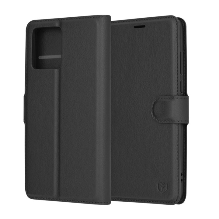 Husa de protectie flip cover compatibila cu Motorola Moto G84, Leather Folio, piele, Negru