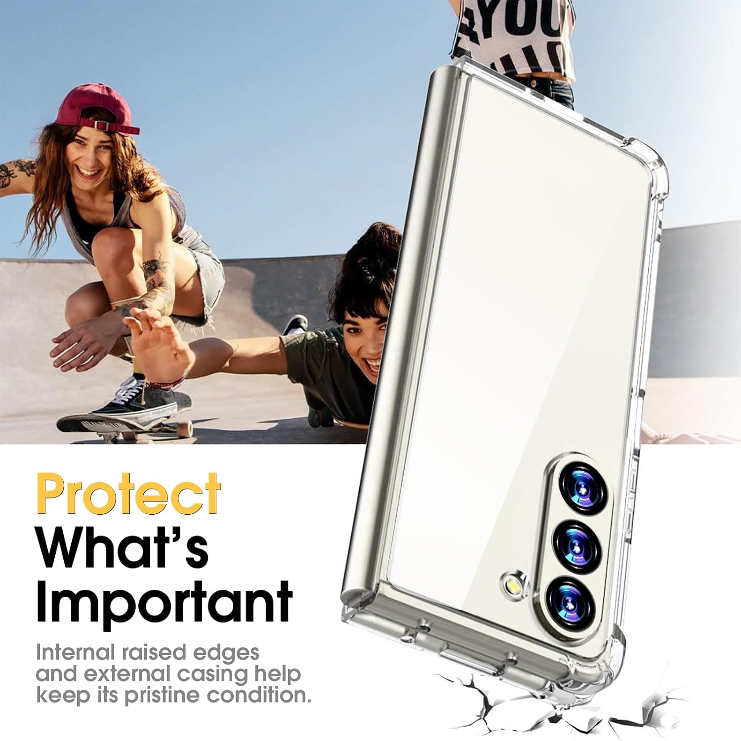 Husa protectie compatibila cu Samsung Galaxy Z Fold 6, Antisoc, Premium Quality, transparenta din silicon si policarbonat, 2 piese