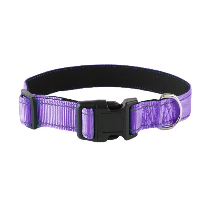 Set de 12 zgarzi reflectorizante pentru caini, nylon respirabil, ajustabile, mov