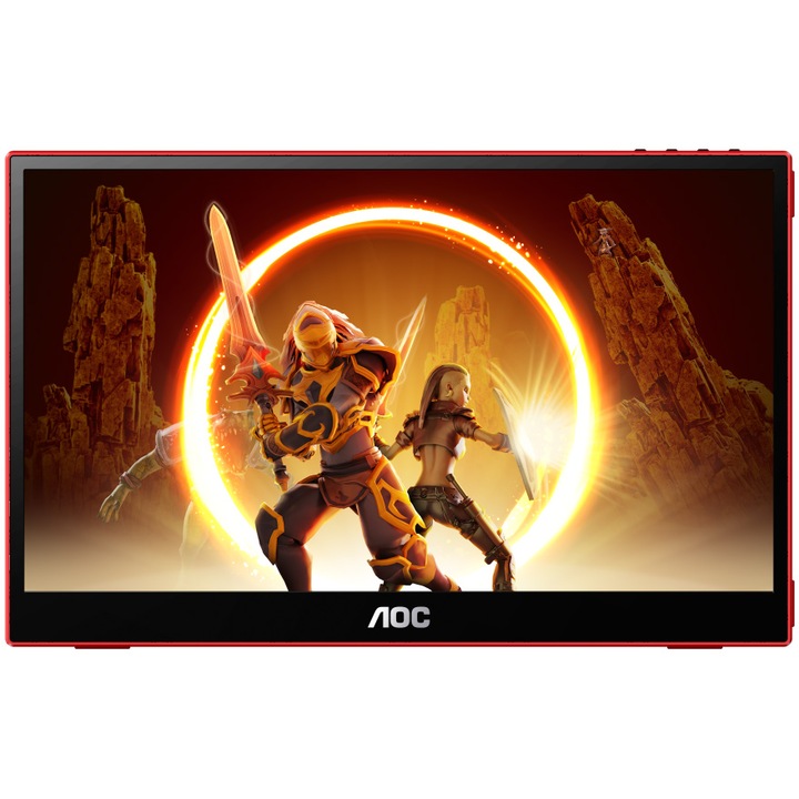 AOC 16G3 monitor, hordozható, 15,6", IPS, FHD, 144 Hz, 4 ms, FlickerFree, hangszórók, 1Wx2, Pivot, HDMI, USC-C, fekete