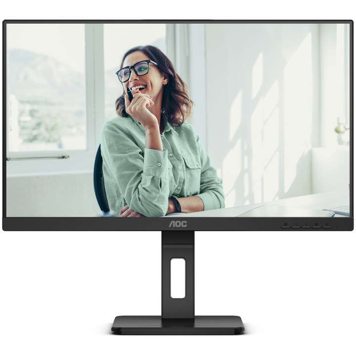 AOC 24P3CV monitor, 23.8", IPS, FHD, 75 Hz, 4 ms, FlickerFree, Hangszórók 2W x 2, HA, Pivot, HDMI, DisplayPort, DaisyChain, USB, hub, USC-C, RJ45, fekete