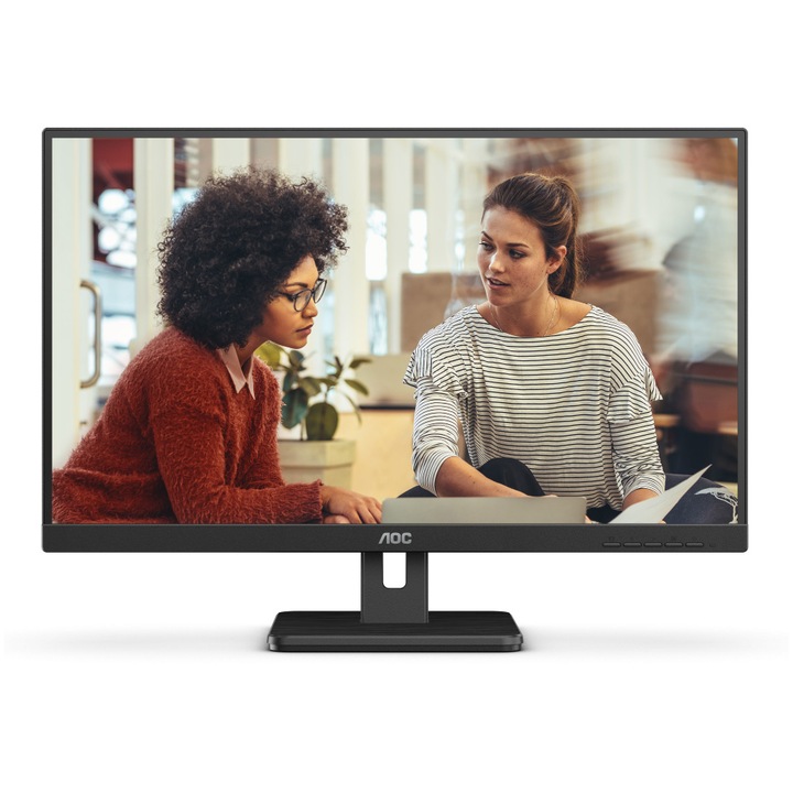 AOC monitor, 27", VA, FHD, 75 Hz, 4 ms, FlickerFree, 2W x 2 hangszóró, HDMI, DisplayPort, USB, hub, 27E3UM, fekete