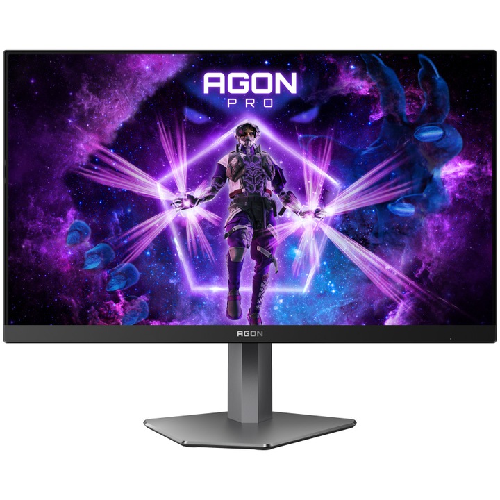 Gaming Monitor AOC, AGON, PRO, 24,5", IPS, FHD, 390 Hz, 1ms, 0,3 ms, HDR400, FlickerFree, HA, Pivot, HDMI, DisplayPort, USB, hub, RGB, Light, FX, AG256FS, fekete