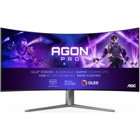 Monitor Gaming AOC, AGON, PRO, Curbat, 44.5", OLED, WQHD, 240Hz, 0.03ms, HDR10, FlickerFree, Boxe, 2x, 8W, HA, HDMI, DisplayPort, USB, hub, USB-C, KVM, RGB, Light, FX, AG456UCZD, Negru