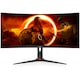 Monitor Gaming AOC, Curbat, 34", VA, WQHD, 180Hz, 1ms, HDR400, FlickerFree, HA, HDMI, DisplayPort, USB, hub, CU34G2XP/BK, Negru